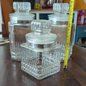 Set of Clear Glass Canisters